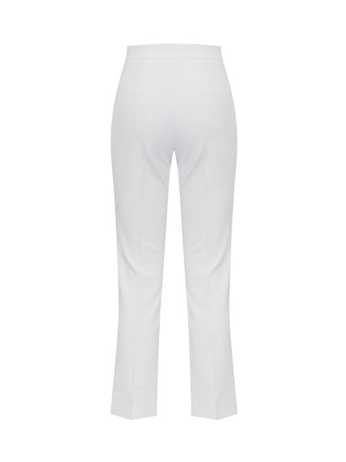 Pantalone in doppio crepe stretch con charm logo Avorio Elisabetta Franchi | PA16861E2360